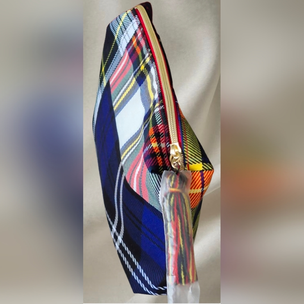 New ESTEE LAUDER Tartan Plaid Makeup Bag 10"×7"